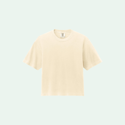 Boxy Fit Cropped T-shirt Mujer Color Ivory