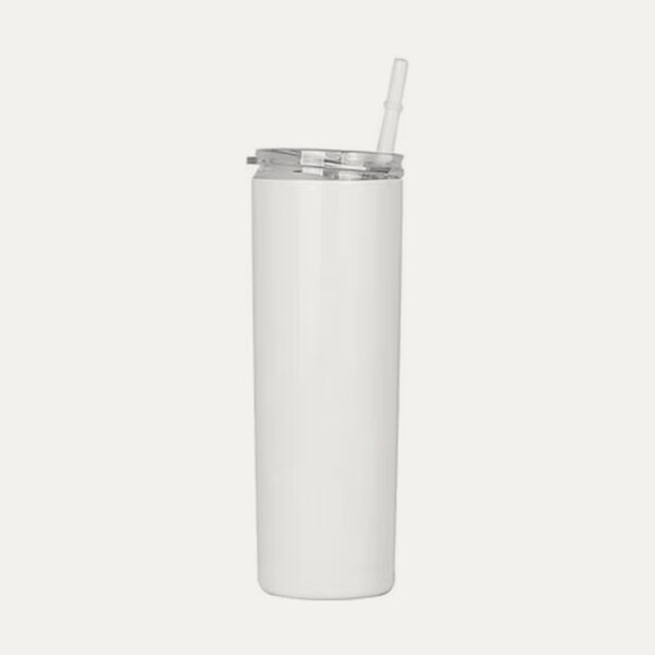 Termo tipo skinny 20 oz de acero sublimable blanco con carrizo - Nudo Studio Panamá